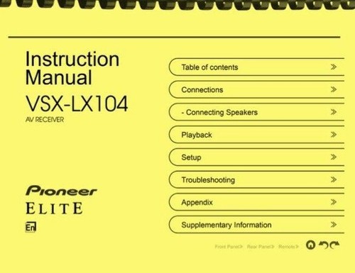 Pioneer elite vsx lx104 - elite, vsx-lx104