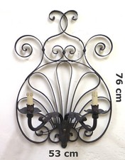 APPLIQUE IN FERRO BATTUTO ARTIGIANALE DI ALTA QUALITÀ VINTAGE LUCE DA PARETE CH