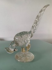 Barovier & Toso – Uccello vetro Murano foglie oro – Etichetta originale - '60