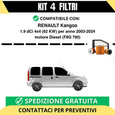 Kit 4 Filtri Tagliando per RENAULT Kangoo 1.9 dCi 4x4 62 kw Diesel 2003-2024