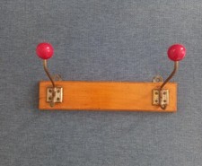 Vintage Attaccapanni Appendini Appendiabiti 2 Ganci Metallo Legno Stile Sputnik 