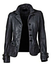 Giacca/Cappotto Moto Slim Fit Donna Vera Pelle di Agnello Morbida Pelle Motociclista Nuovo