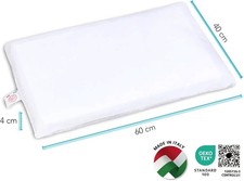 CUSCINO LETTINO BAMBINI ANTIACARO TRASPIRANTE 40X60 100% COTONE ANALL MADE ITALY