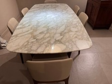 Tavolo Poliform Concorde marmo calacatta oro e 6 sedie Grace