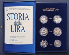 1999-2001 Italia Storia della Lira 6 coins in silver Proof-PF65