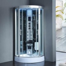 Box doccia idromassaggio 6 getti 80x80cm semicircolare bluetooth cromoterapia |2