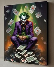 Quadro The Joker Piove Soldi con COA - Tela incorniciata 40X30cm firmato Hitt sexy