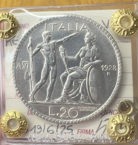 Moneta regno italia lire - moneta, 20