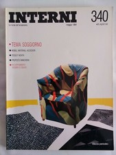 interni 340 1984 soggiorno mobili  tessuti biancheria kilim leudo felice manin