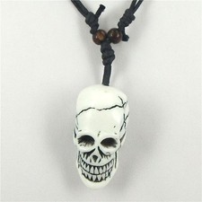 Collana uomo pendente teschio in osso /Men necklace skull pendant yak bone #CU30