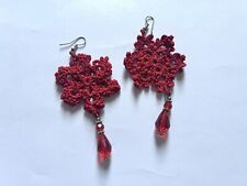 Orecchini Pendenti Rossi Fatti