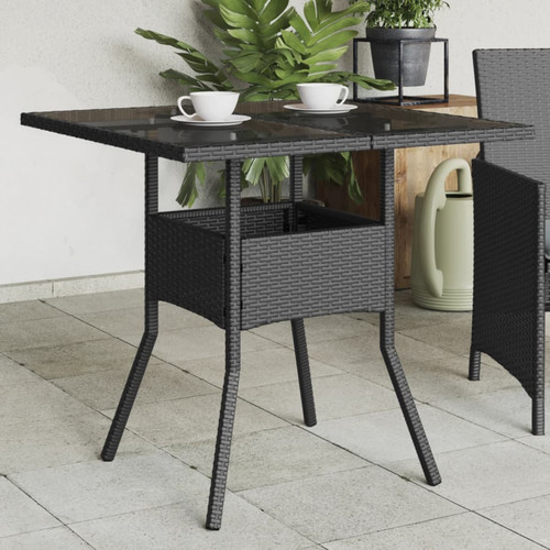 Garden table black rattan - table, pe