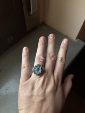 Anello in argento 925 brunito con topazio azzurro naturale