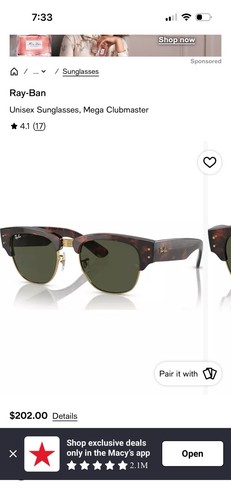 Ray ban club master mega - ban,