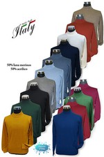 MAGLIA UOMO LUPETTO MEZZO COLLO SOTTO GIACCA LANA MERINO MADE IN ITALY 