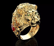anello leone scultura argento