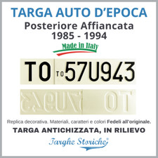Targa Auto Epoca Posteriore