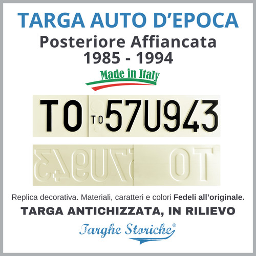 Targa auto epoca - targa, posteriore