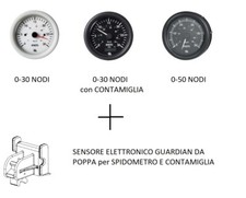 SPIDOMETRO 0-50 e 0-30 NODI COMPLETO DI SENSORE ELETTRONICO GUARDIAN - NAUTICA 