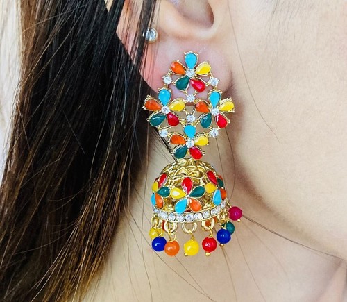 Multicolour indian jhumka - multicolour,