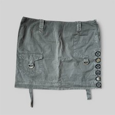 Gonna utility cargo Y2K vintage dondup anello a D patchwork applicazioni ricamo 