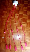 LAMPADARIO A CADUTA TIPO RAGNO CON CORDE DI COLORE ROSSO DA 100 CM REGOLABILI