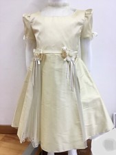 ABITO VESTITO ELEGANTE CERIMONIA  BAMBINA avorio champagne seta