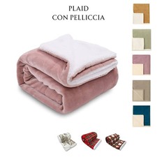 Coperta Plaid Pile Matrimoniale Caldissima Eco Pelliccia Agnellata Coral Shabby