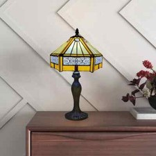 Lampada da tavolo stile Tiffany vetro colorato fatta a mano comodino lampade scrivania UK