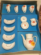 GIOCATTOLO D'EPOCA SERVIZIO CAFFÈ BAMBINA CERAMICA DA 4 TAZZINE CAFFETTIERA