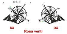 Coppia adesivi in vinile tuning auto moto casco scooter Rosa dei venti SX - DX