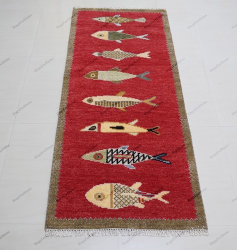 Tappeto runner pesce annodato