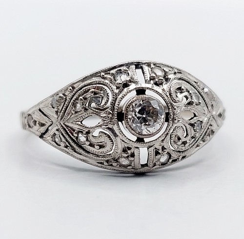 Anello art deco oro - , bianco