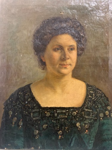 Antica olio tela ritratto - olio, tela: