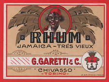 ETICHETTA D'EPOCA LIQUORE RHUM JAMAICA G.GARETTI & C. CHIVASSO TORINO N°127