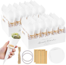 60 Pezzi Coni Portariso Matrimonio, Kraft Coni Riso Matrimonio Con 2 Portacorian