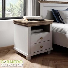 Comodino cassetti pino bianco quercia design provenzale shabby mobile TEXEL 2