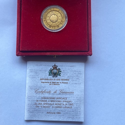 Scudi oro proof del 1992 - 5,