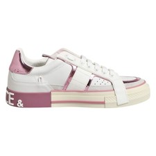 Scarpe DOLCE & GABBANA sneakers basse in pelle bianca con logo DG R-41 L-41,5 1050usd