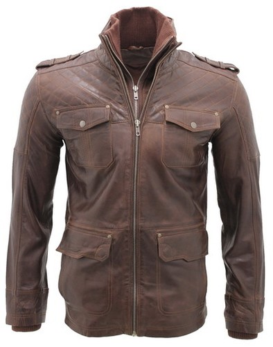Giacca pelle nappa marrone - nappa,