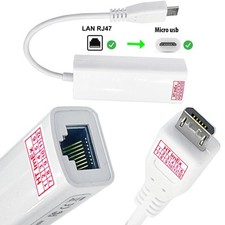 Adattatore LAN Micro USB RJ45 Bianco 100Mbps Gigabit per Trekstor eBook Reader 3.0