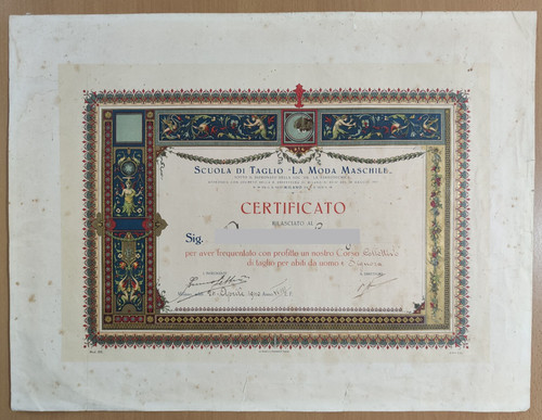Diploma 1940 milano sartoria - 1940,
