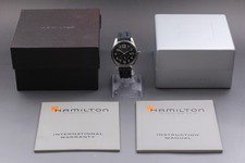 Set Completo [N Come Nuovo] Hamilton H706550 Khaki Ufficiale 44mm Quadrante Nero AT Orologio Uomo