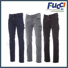 Pantaloni da Lavoro Jeans Elasticizzati Multitasche Uomo Blu Denim Payper West