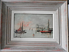 huile sur panneau marine port