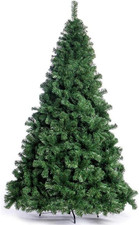 Albero Di Natale Super Folto Pino Verde Con Base a Croce in Metallo Pieghevole D