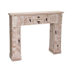 CORNICE PER CAMINETTO 120X23X H100 CM IN LEGNO SHABBY CON 2 ANTE E 5 CASSETTI