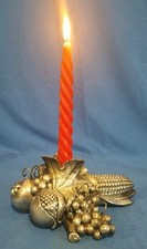 Magrino Porta candela Resina Silverplated Pannocchia Uva E Melograno