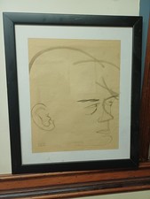 ENOTRIO PUGLIESE CHINA E ACQUERELLO SU CARTA "VOLTO" 29X23 CM CON AUTENTICA