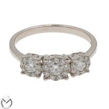 Anello trilogy rosetta in oro bianco 18 Kt 750 con diamanti 0,71 ct -851/ST-